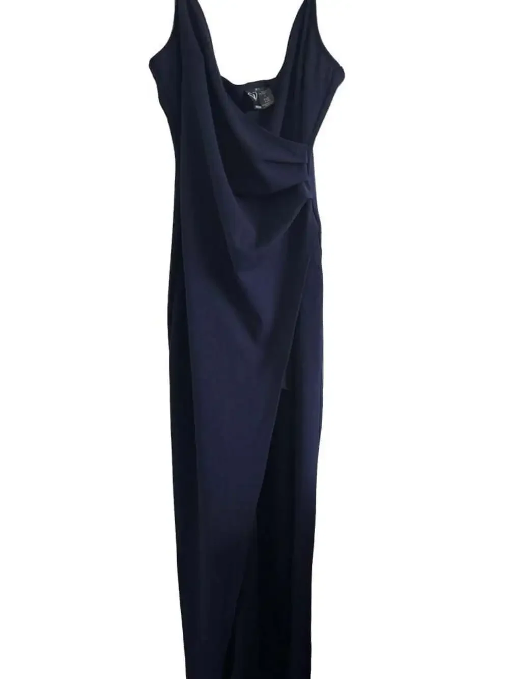 Windsor Navy Blue Drape Front High Slit Maxi Dress Size S - Picture 1 of 4